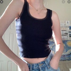Brandy Melville Black Tank with Lace Trim